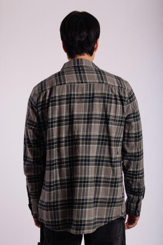 Volcom Caden Plaid Long Sleeve Shirt Pewter - PEW