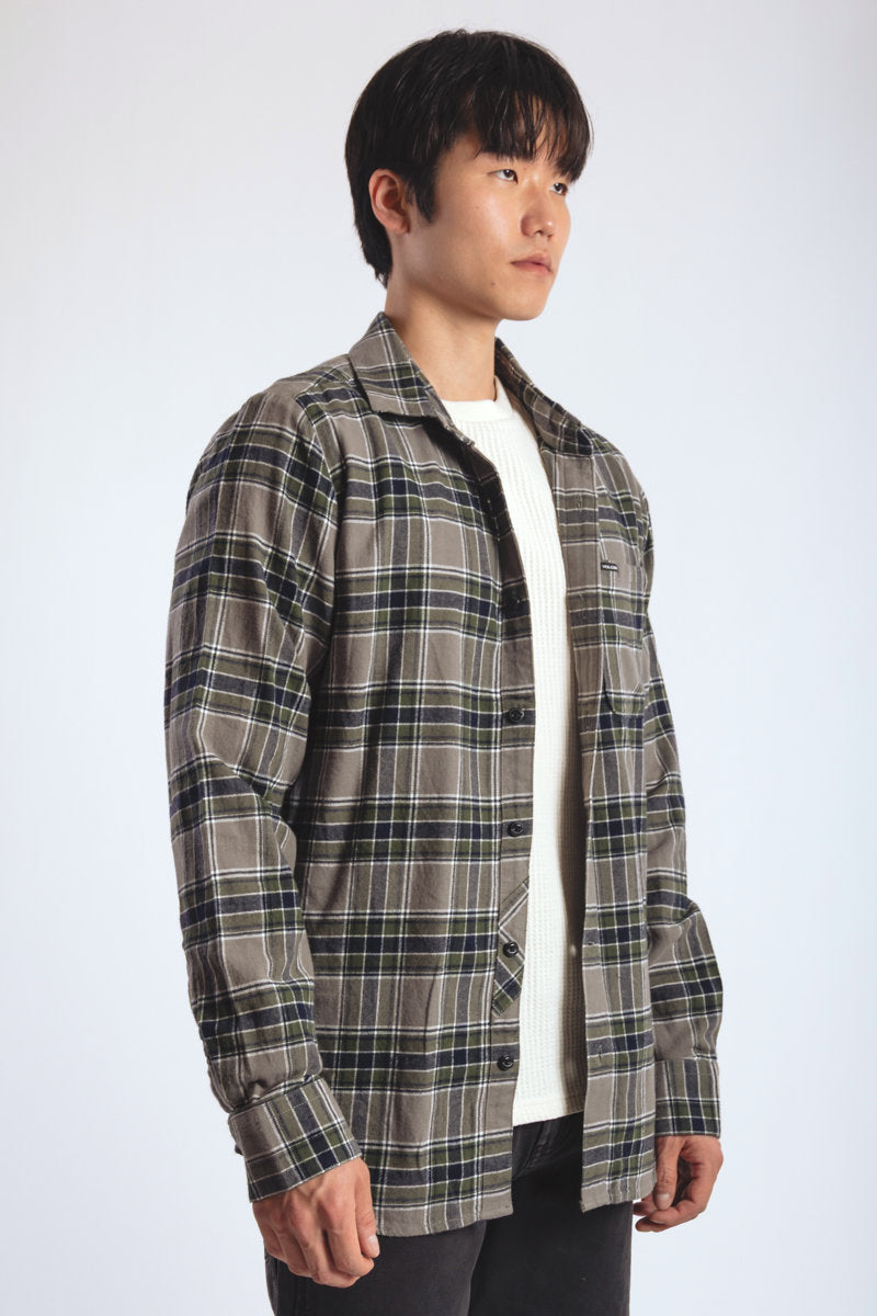 Volcom Caden Plaid Long Sleeve Shirt Pewter - PEW