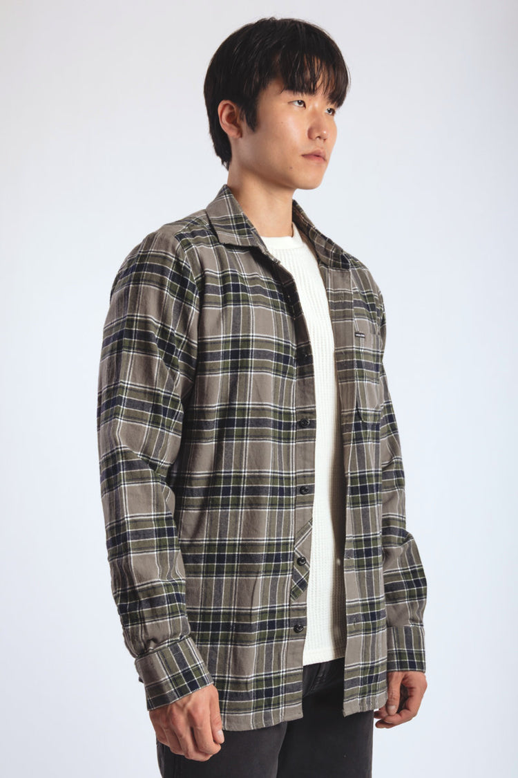 Volcom Caden Plaid Long Sleeve Shirt Pewter - PEW