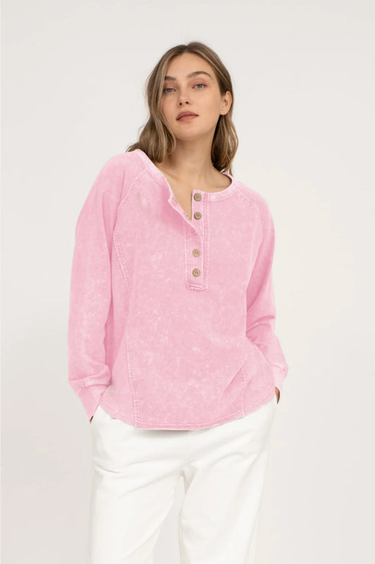 Washed Henley - PNK