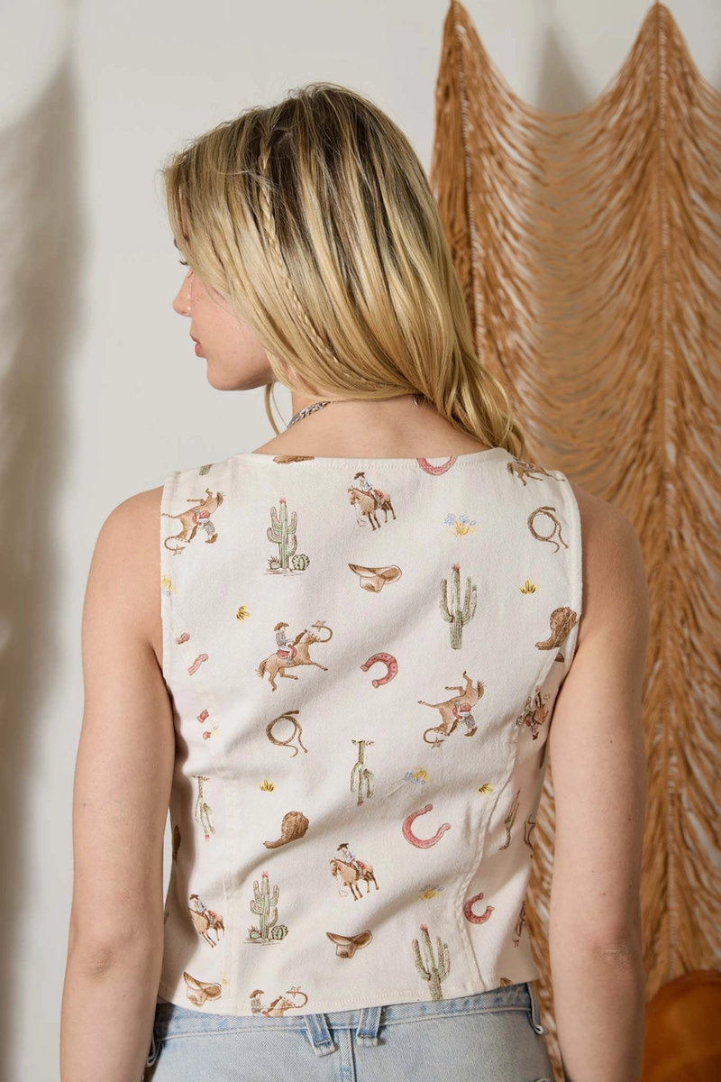 Western Denim Vest - NAT
