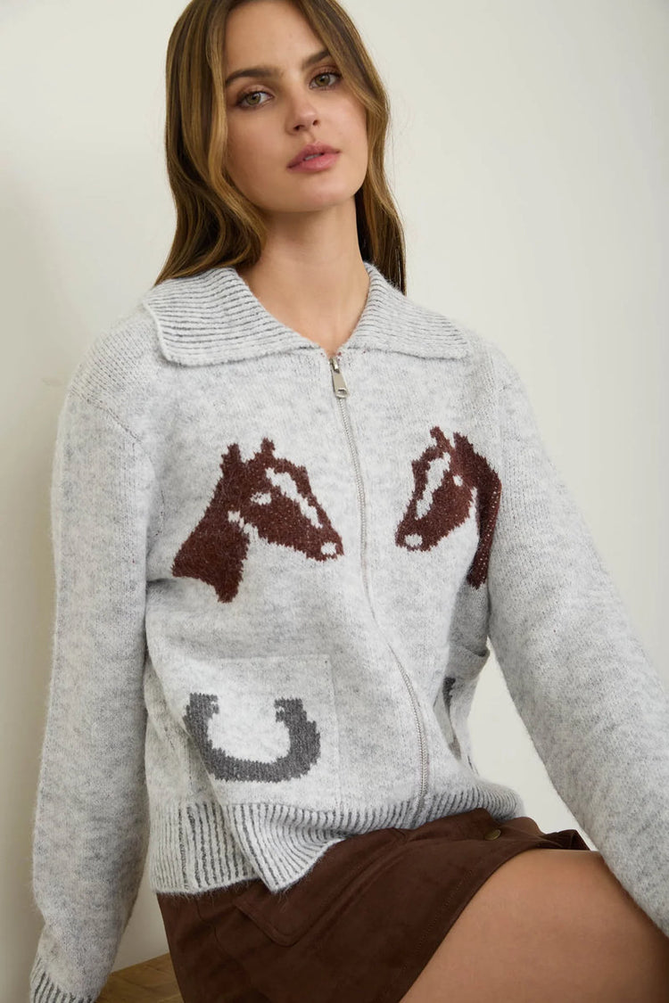 Western Jacquard Cardigan - HGR
