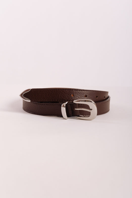 Western Pebbled Leather Belt - BRN