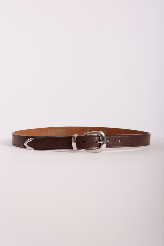 Western Pebbled Leather Belt - BRN