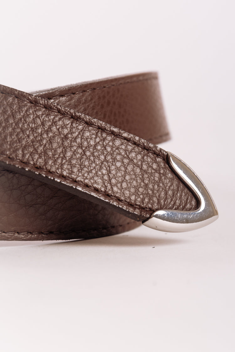 Western Pebbled Leather Belt - BRN