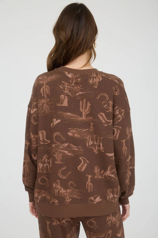 Western Print Crew - BRN