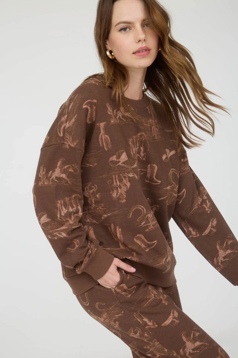 Western Print Crew - BRN