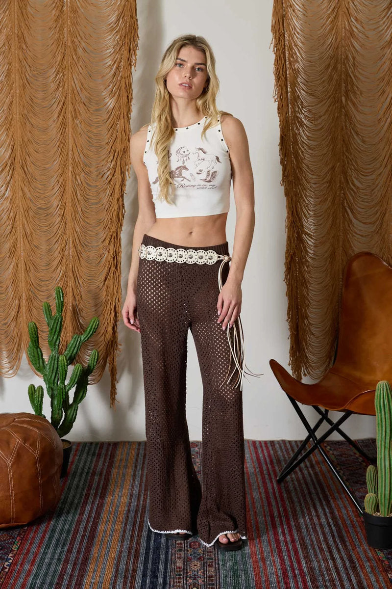 Western Stud Crop Top - CRM