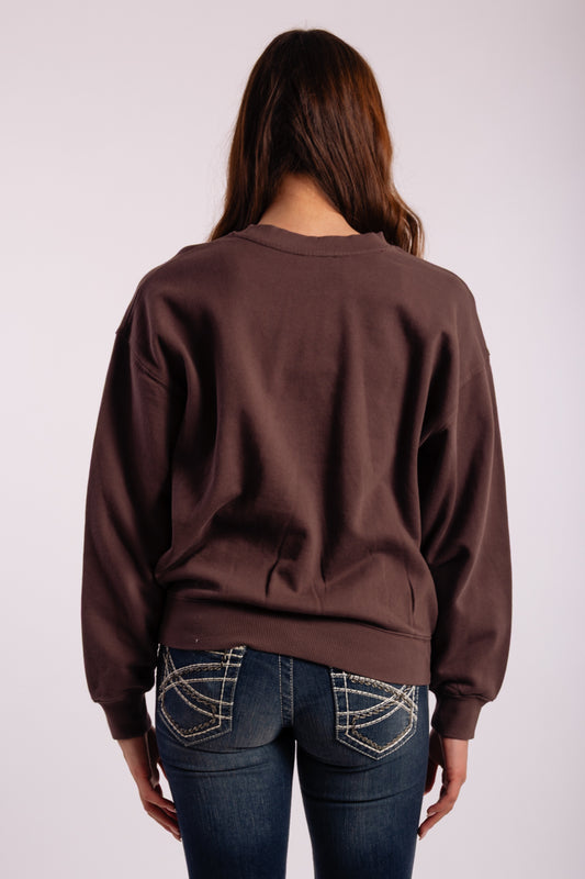 Wild West Cowgirl Crew Sweatshirt - BRN