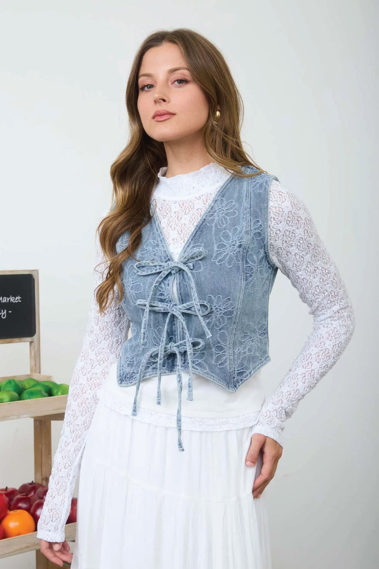 Wildflower Denim Vest - DNM