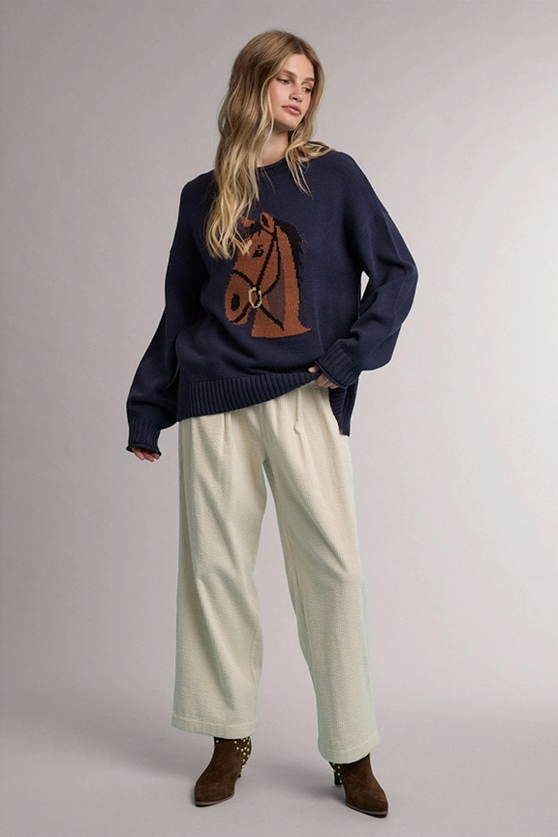 Horsehead Crew Sweater - NVY