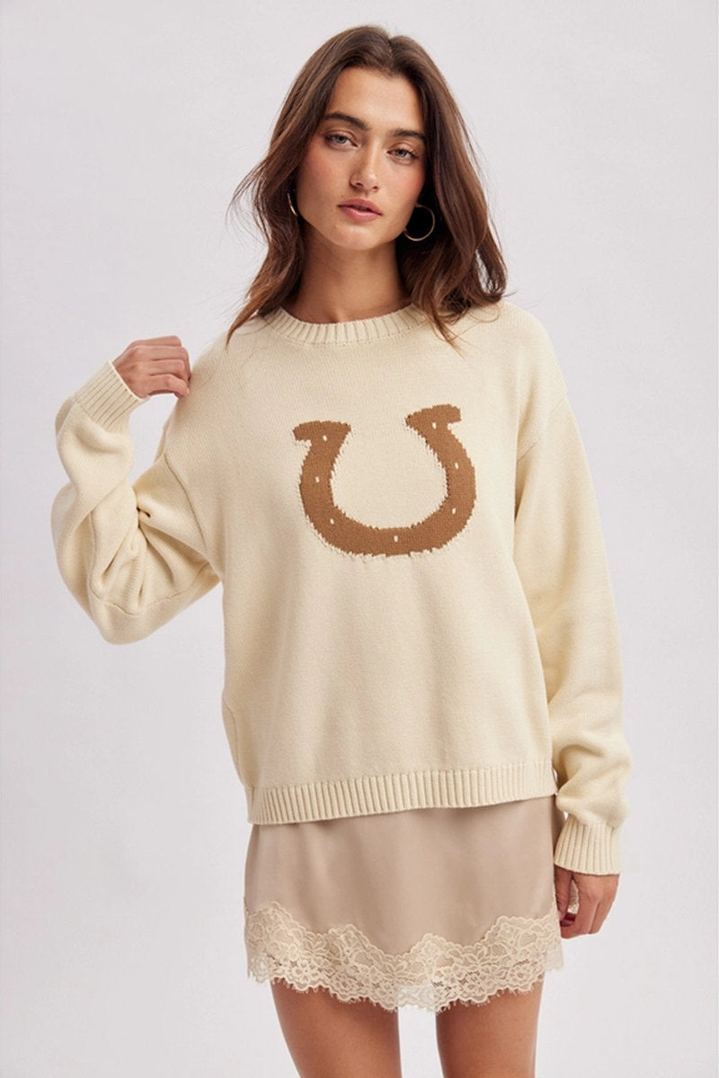 Horseshoe Crew Sweater - CRM