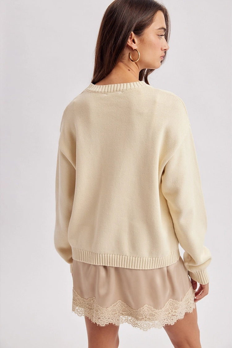 Horseshoe Crew Sweater - CRM