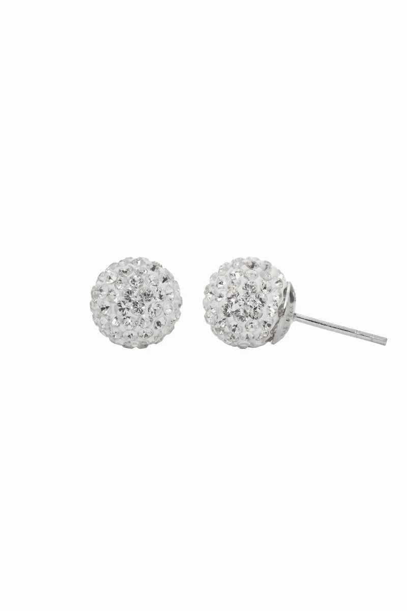 10mm Sparkle Ball Earrings - White - WHT