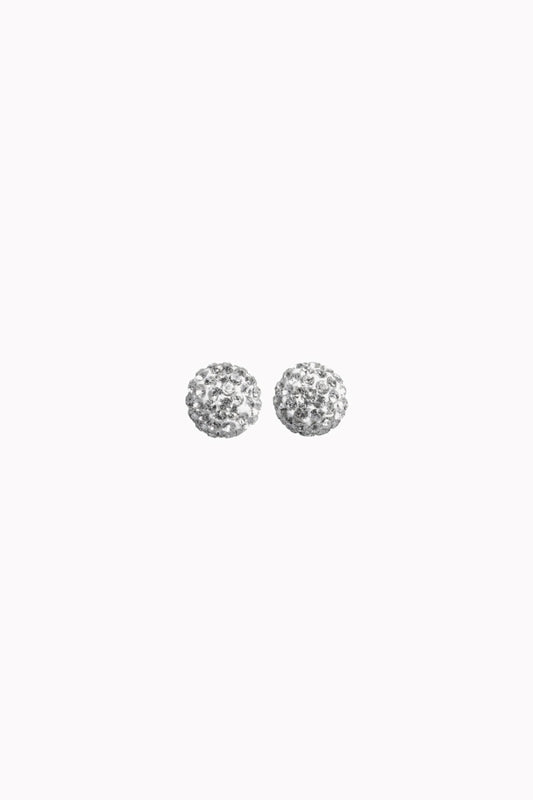 6mm Sparkle Ball Earrings- White - WHT