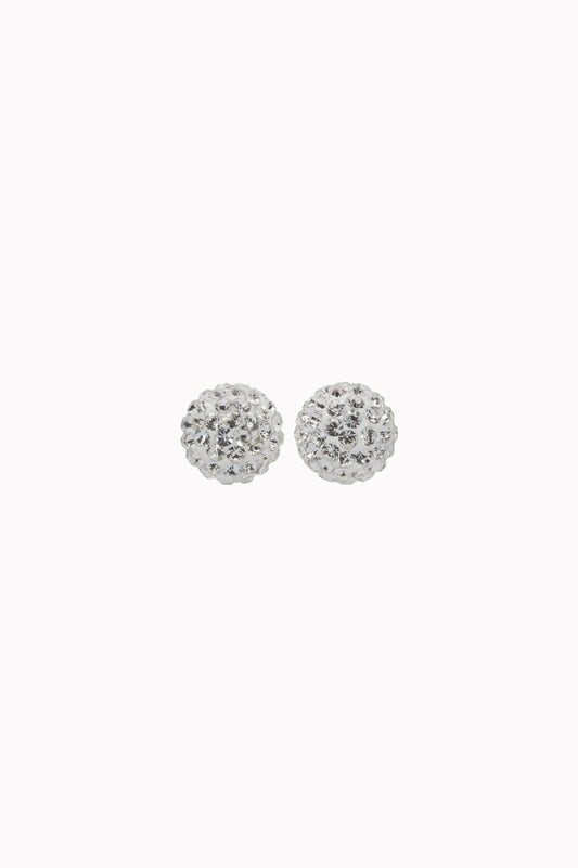 8mm Sparkle Ball Earrings- White - WHT