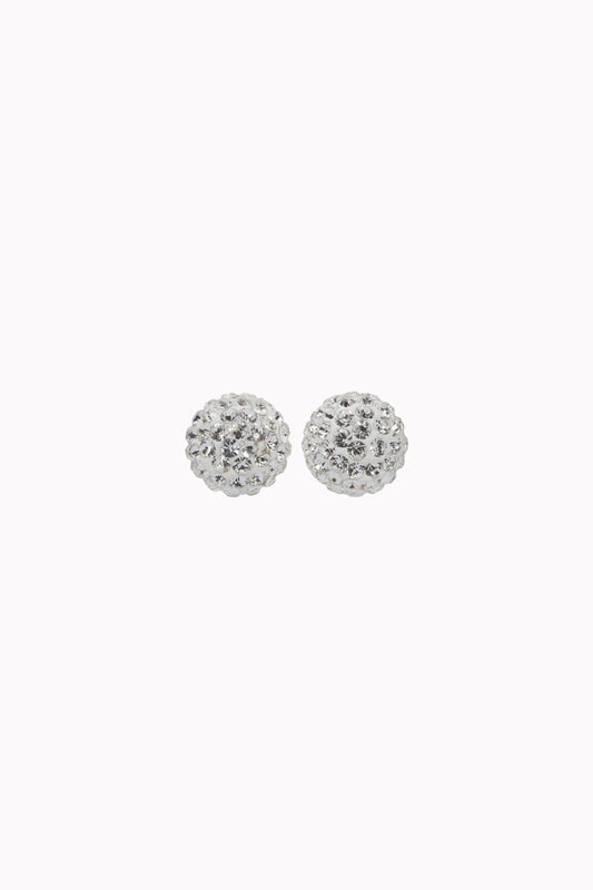 8mm Sparkle Ball Earrings- White - WHT