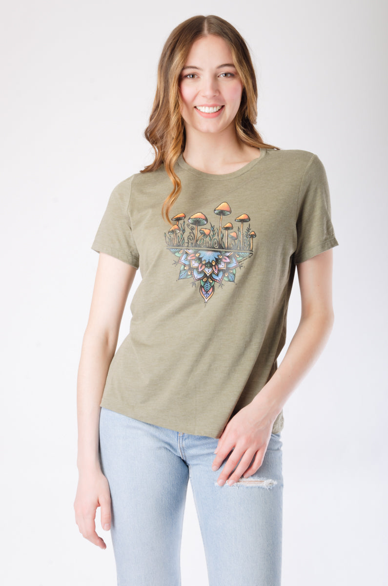 Colourful Mandala Mushroom Tee