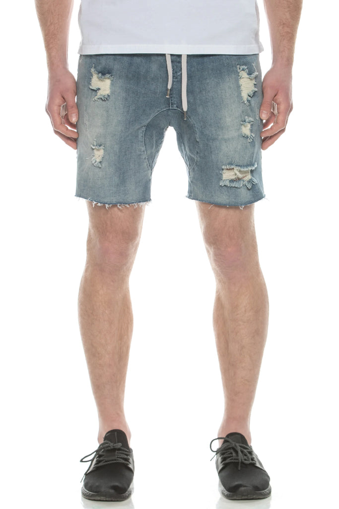 Distressed Denim Shorts - BLU