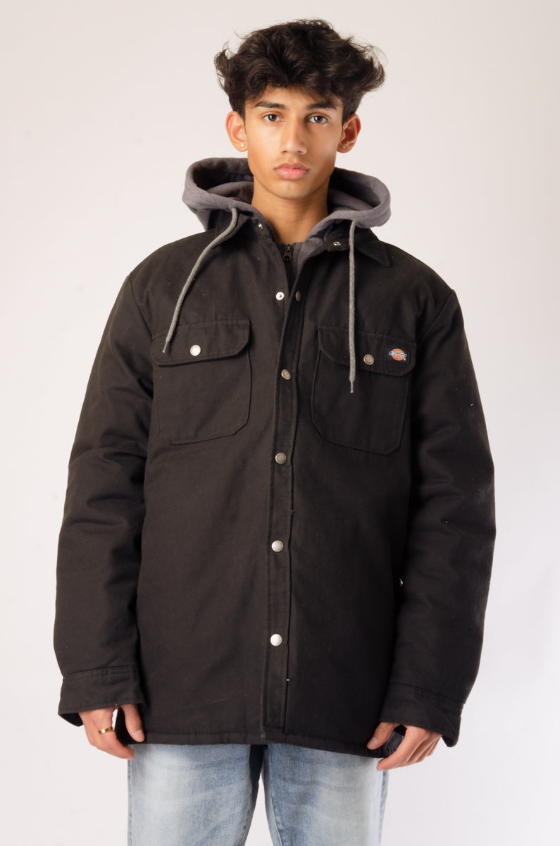 Fleece Lined Hooded Jacket - BLK