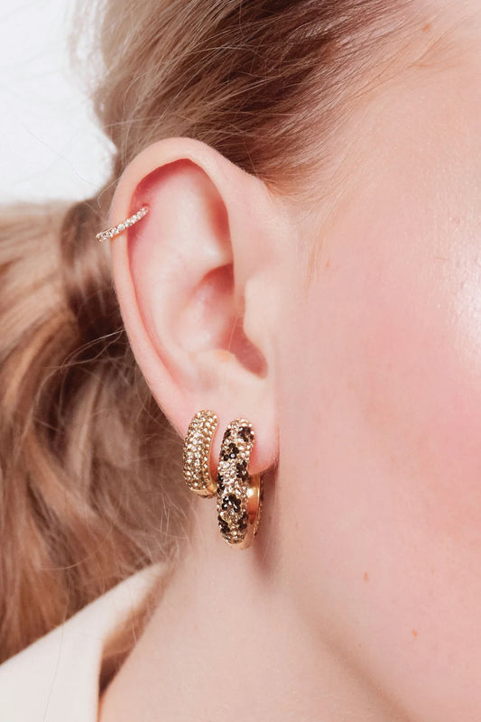Medium Sparkle Hoop Earrings - Leopard - LEO