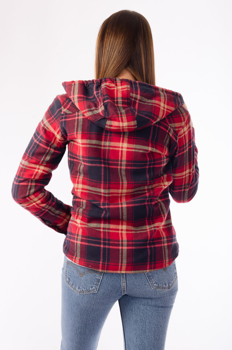 Plush Lined Flannel Jacket - RED