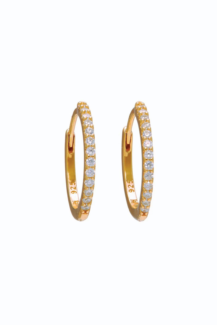 Small Pave Hoop Earrings - Gold - GLD