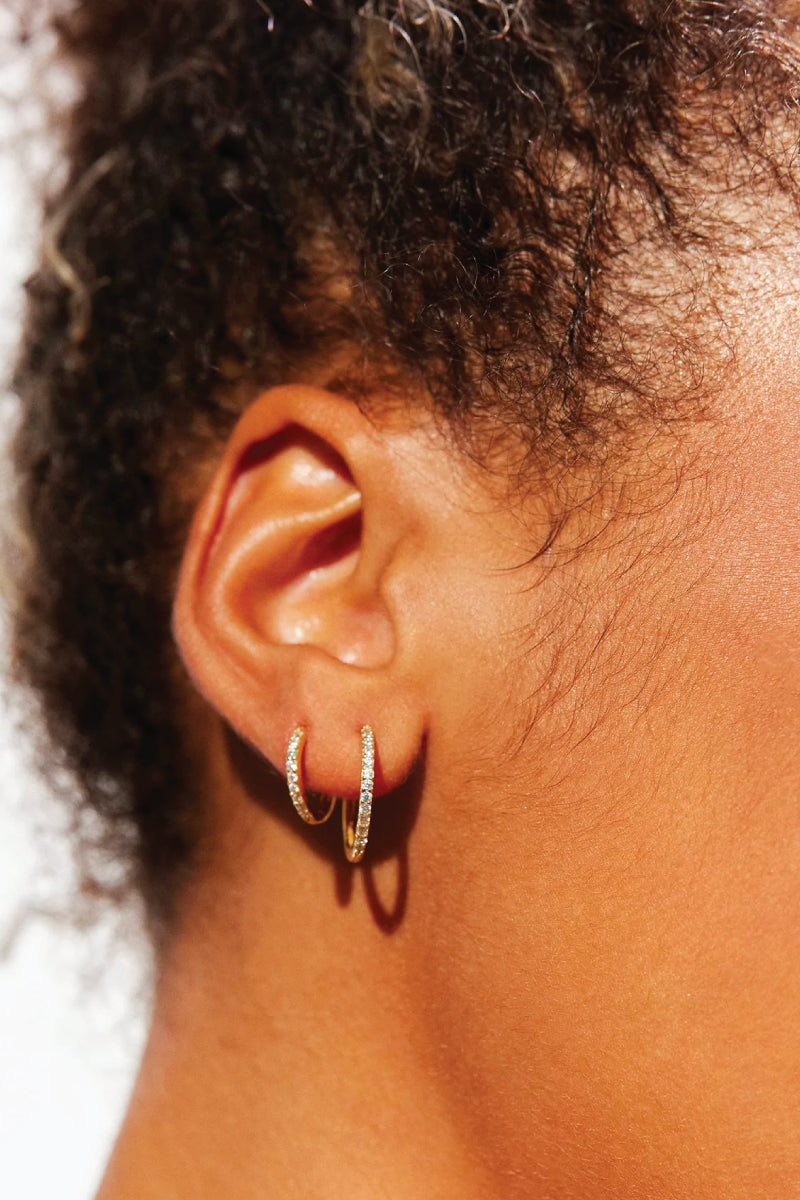 Small Pave Hoop Earrings - Rose Gold - RGL