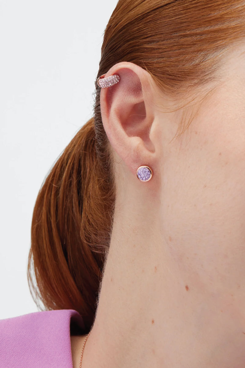 Sparkle Bezel Stud Earrings - Lavender Velvet - LAV